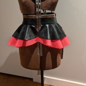 LATEX (genuine!) tutu style belted mini skirt. for serious rubber lovers.